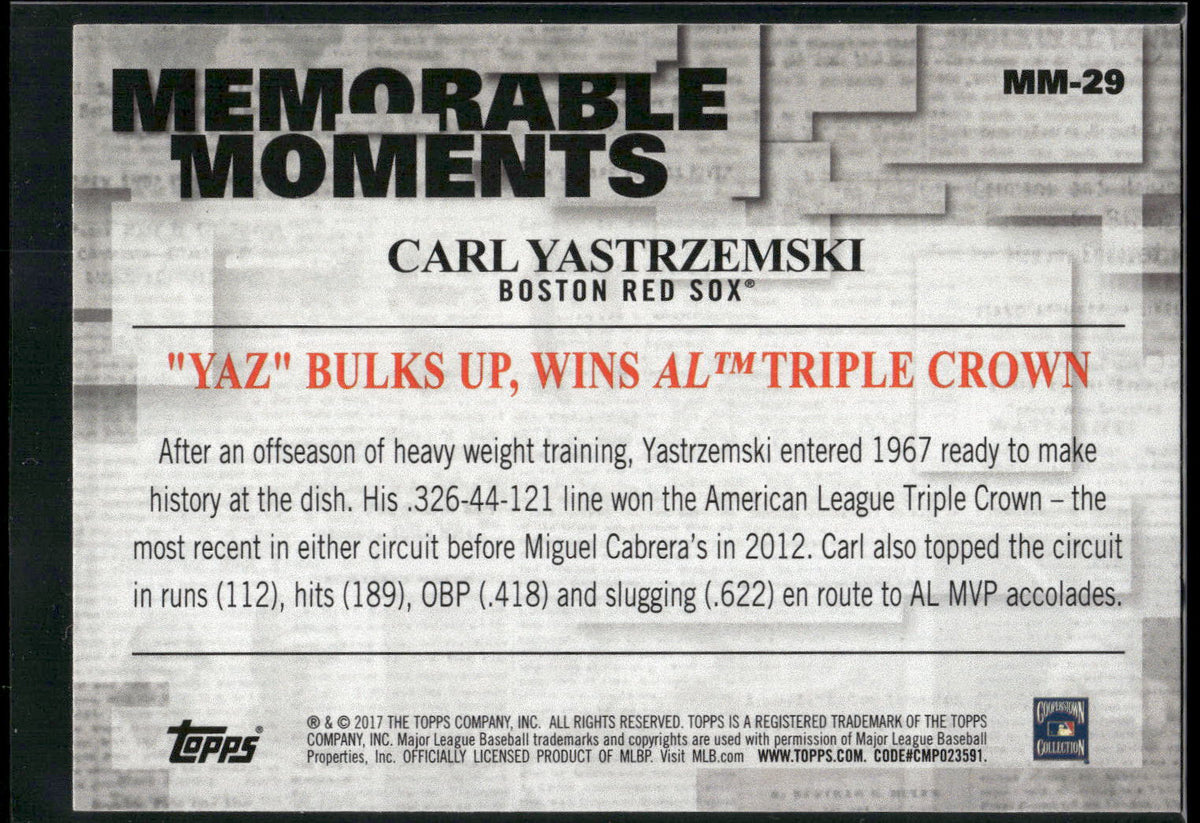 2017 Topps #MM-29 Carl Yastrzemski Memorable Moments