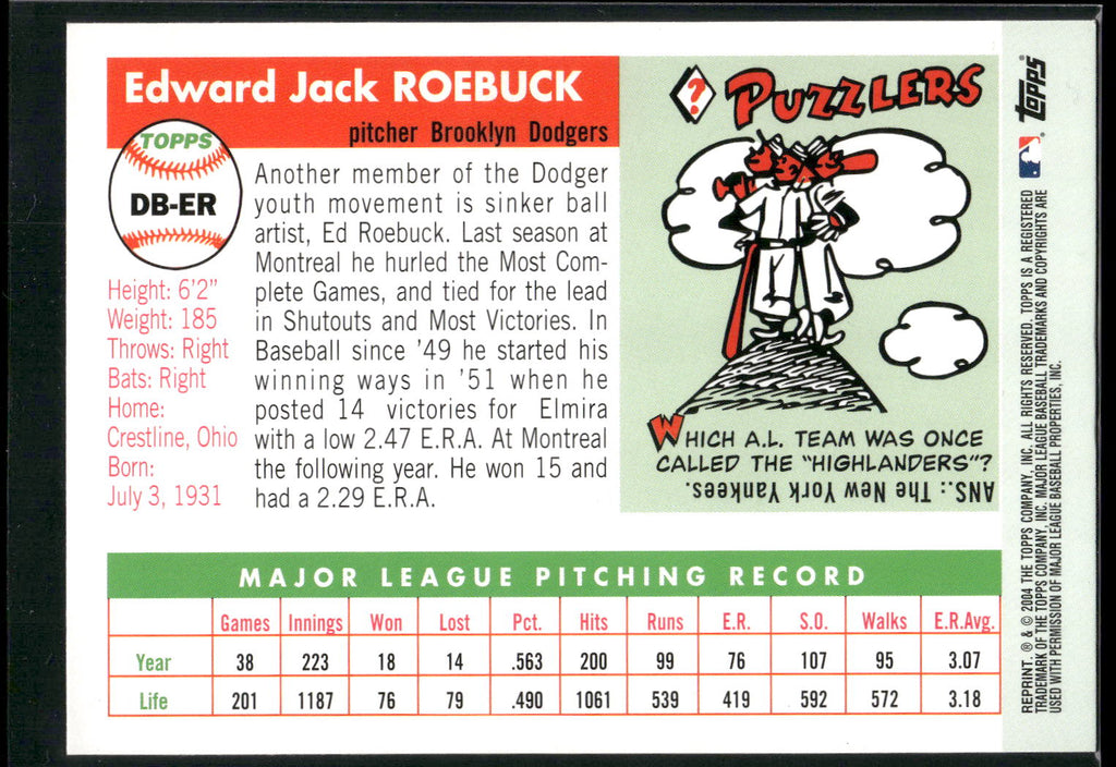 2005 Topps #DB-ER Ed Roebuck Dem Bums