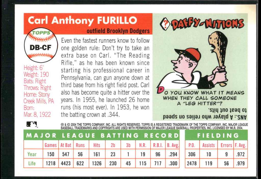 2005 Topps #DB-CF Carl Furillo Dem Bums