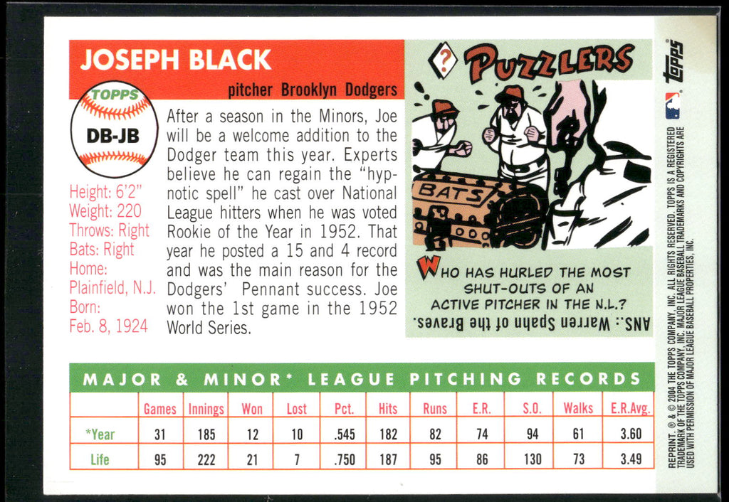 2005 Topps #DB-JB Joe Black Dem Bums