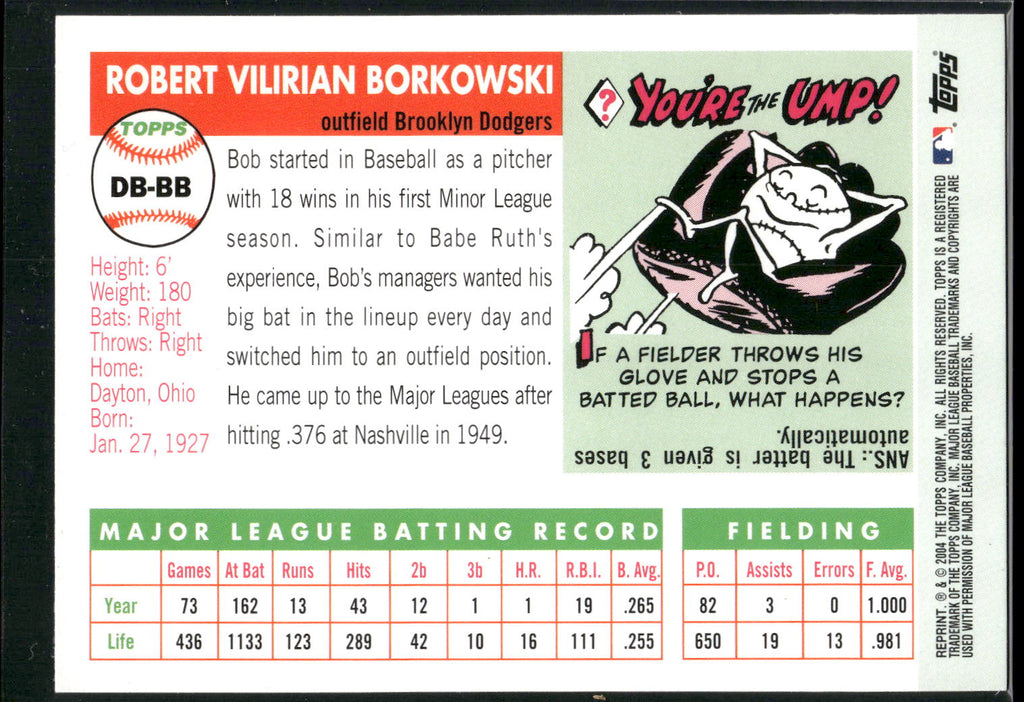 2005 Topps #DB-BB Bob Borkowski Dem Bums