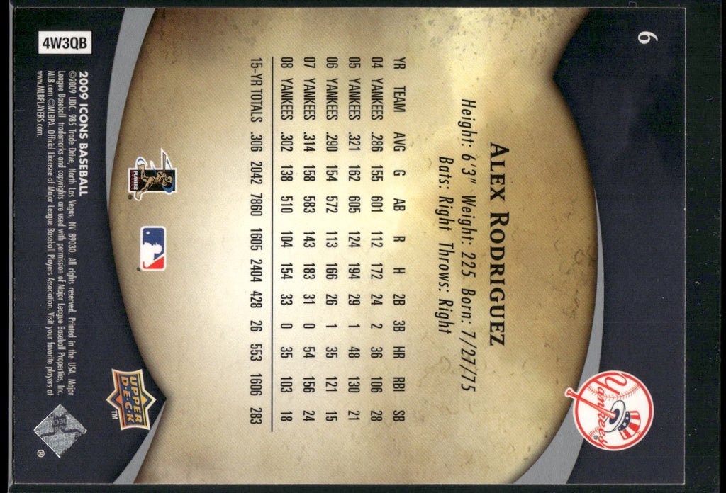 2009 Upper Deck Icons #6 Alex Rodriguez