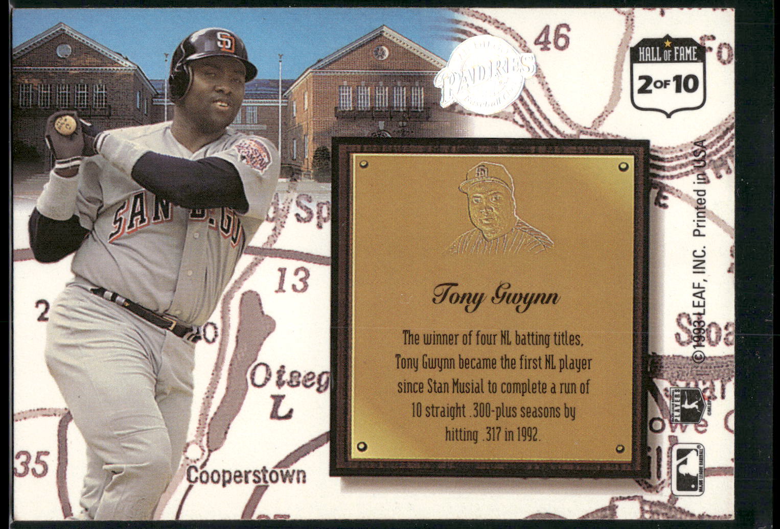 1993 Leaf #2 Tony Gwynn Heading for the Hall