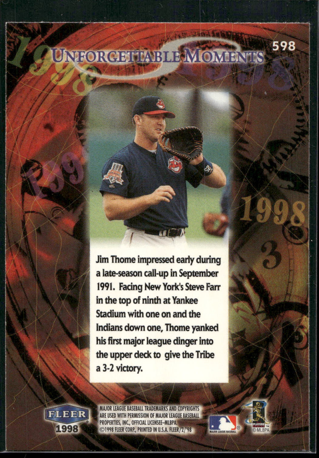 1998 Fleer Tradition #598 Jim Thome