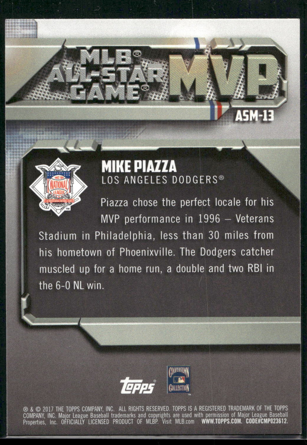 2017 Topps #ASM-13 Mike Piazza All-Star Game MVP