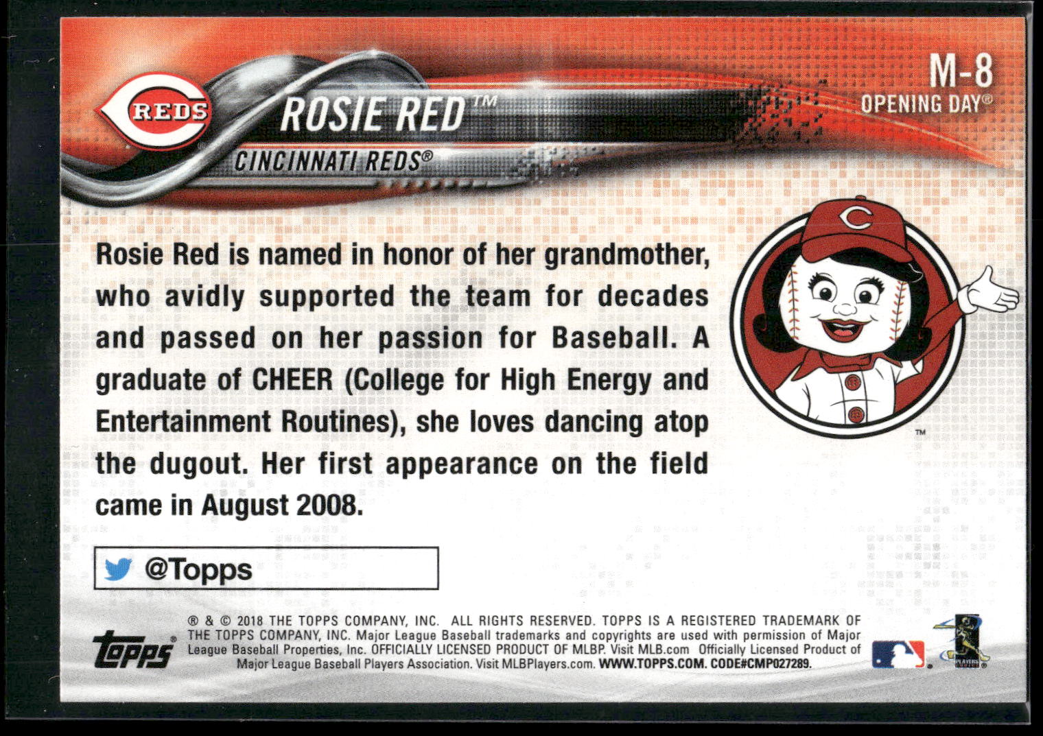 2018 Topps Opening Day #M-8 Rosie Red Mascots