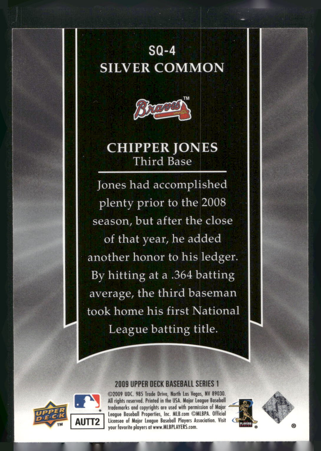 2009 Upper Deck #SQ-4 Chipper Jones StarQuest Silver Common