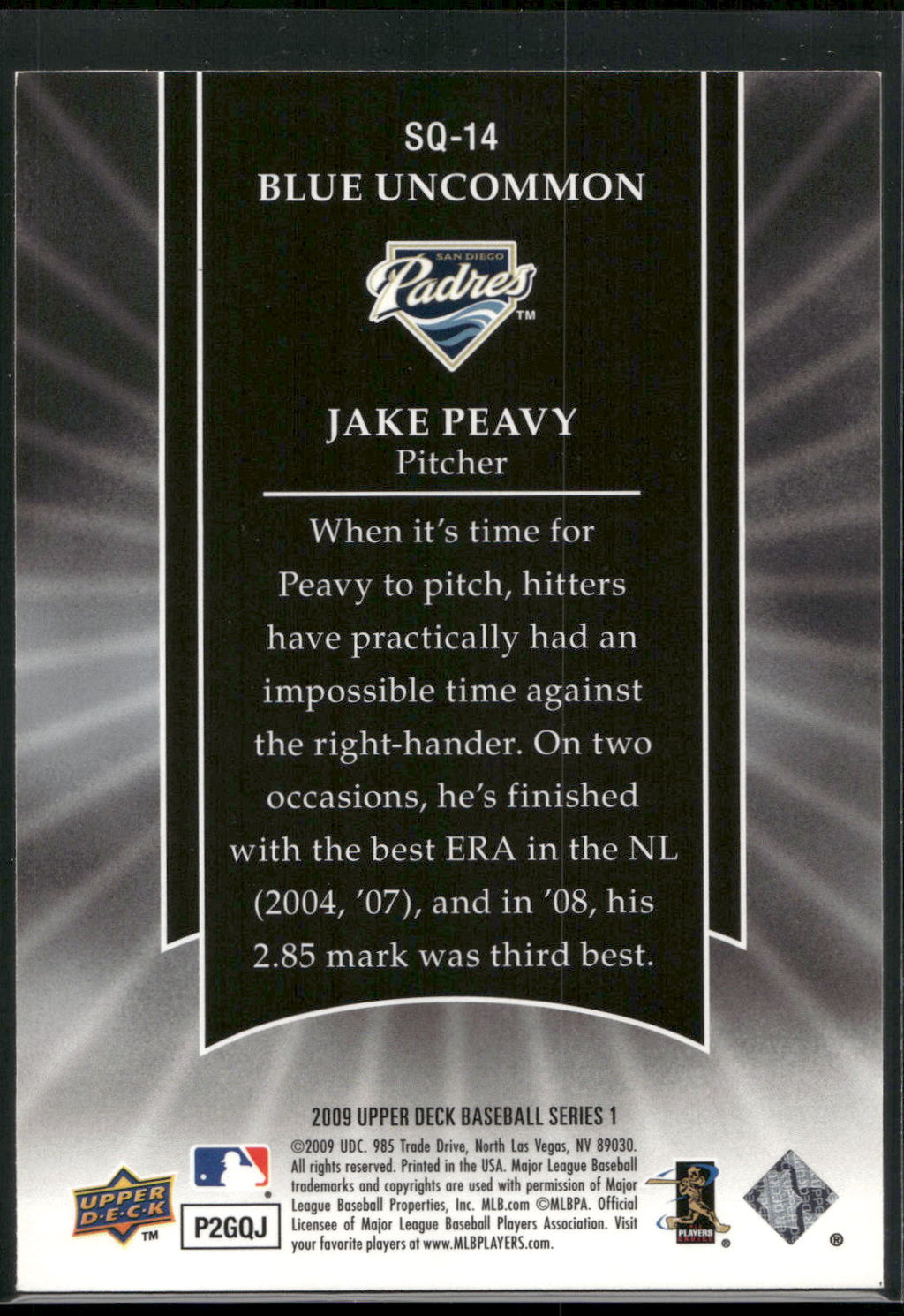 2009 Upper Deck #SQ-14 Jake Peavy StarQuest Silver Common