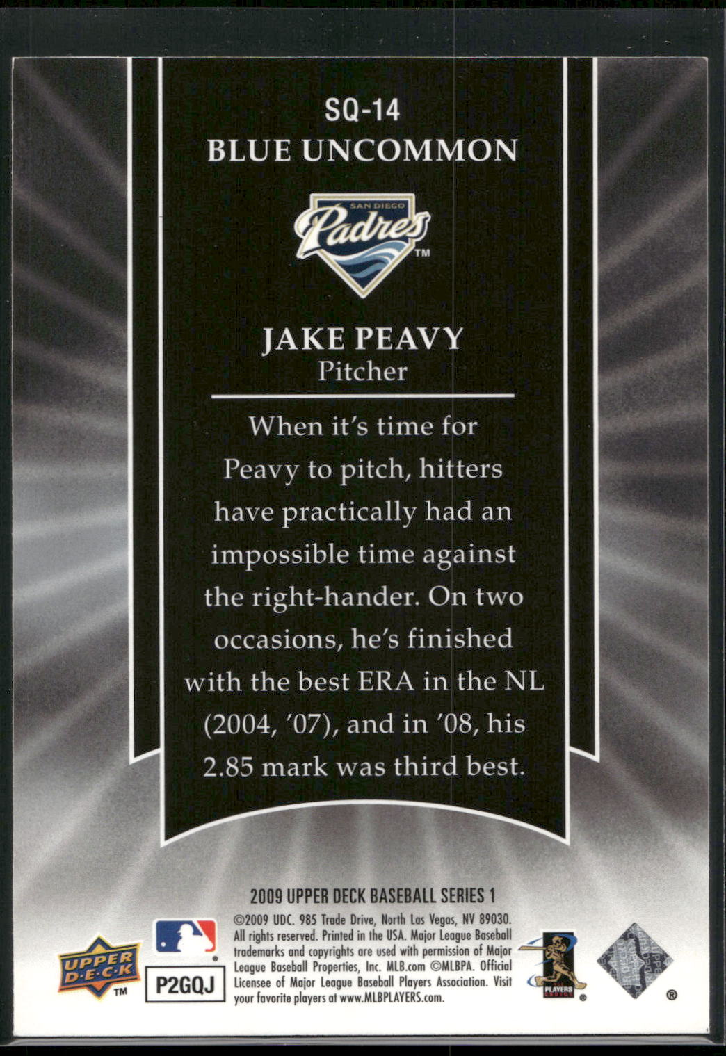 2009 Upper Deck #SQ-14 Jake Peavy StarQuest Silver Common