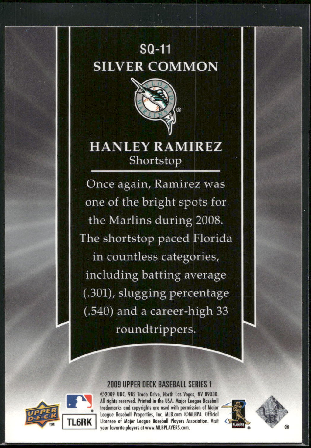 2009 Upper Deck #SQ-11 Hanley Ramirez StarQuest Silver Common