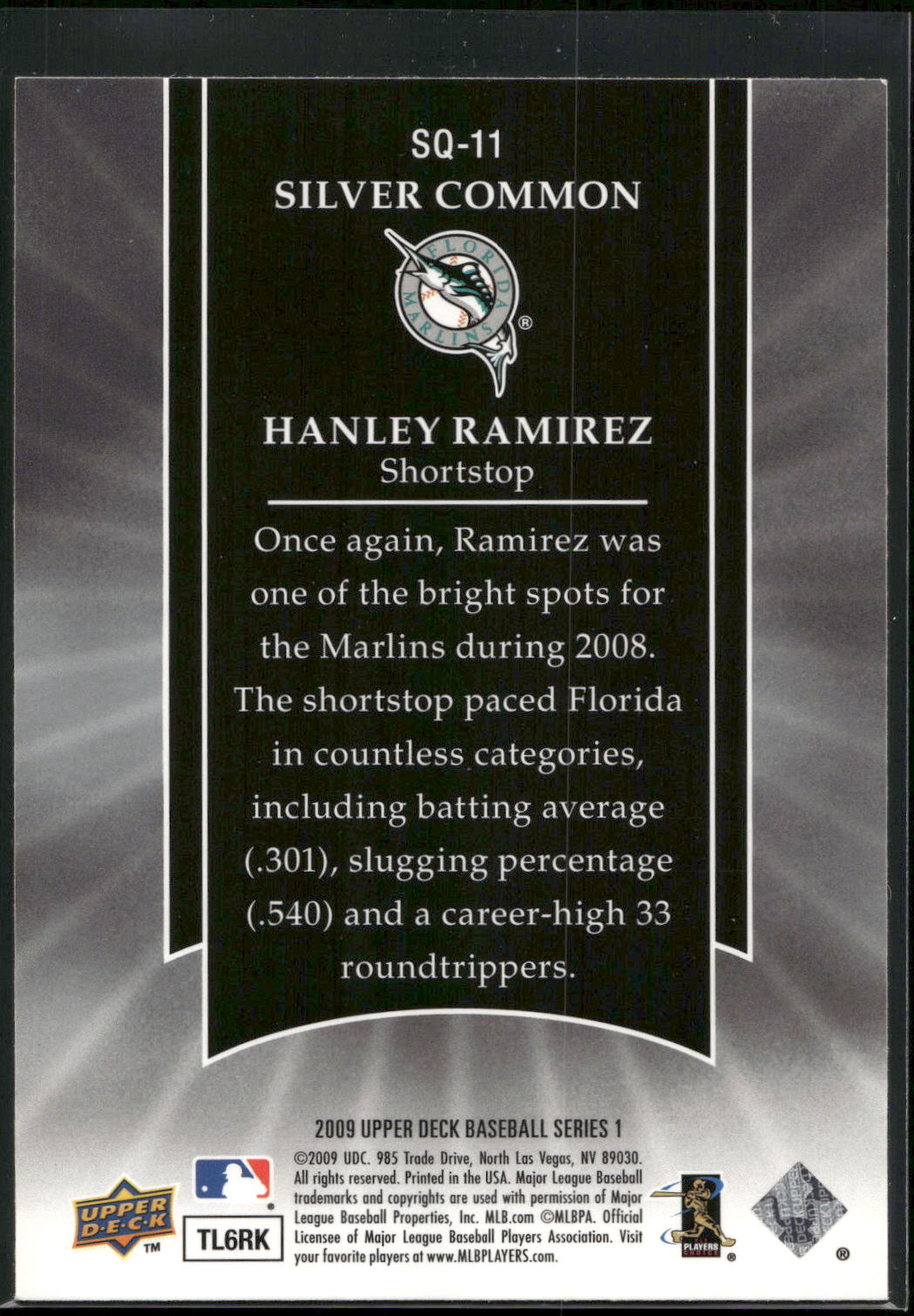 2009 Upper Deck #SQ-11 Hanley Ramirez StarQuest Silver Common