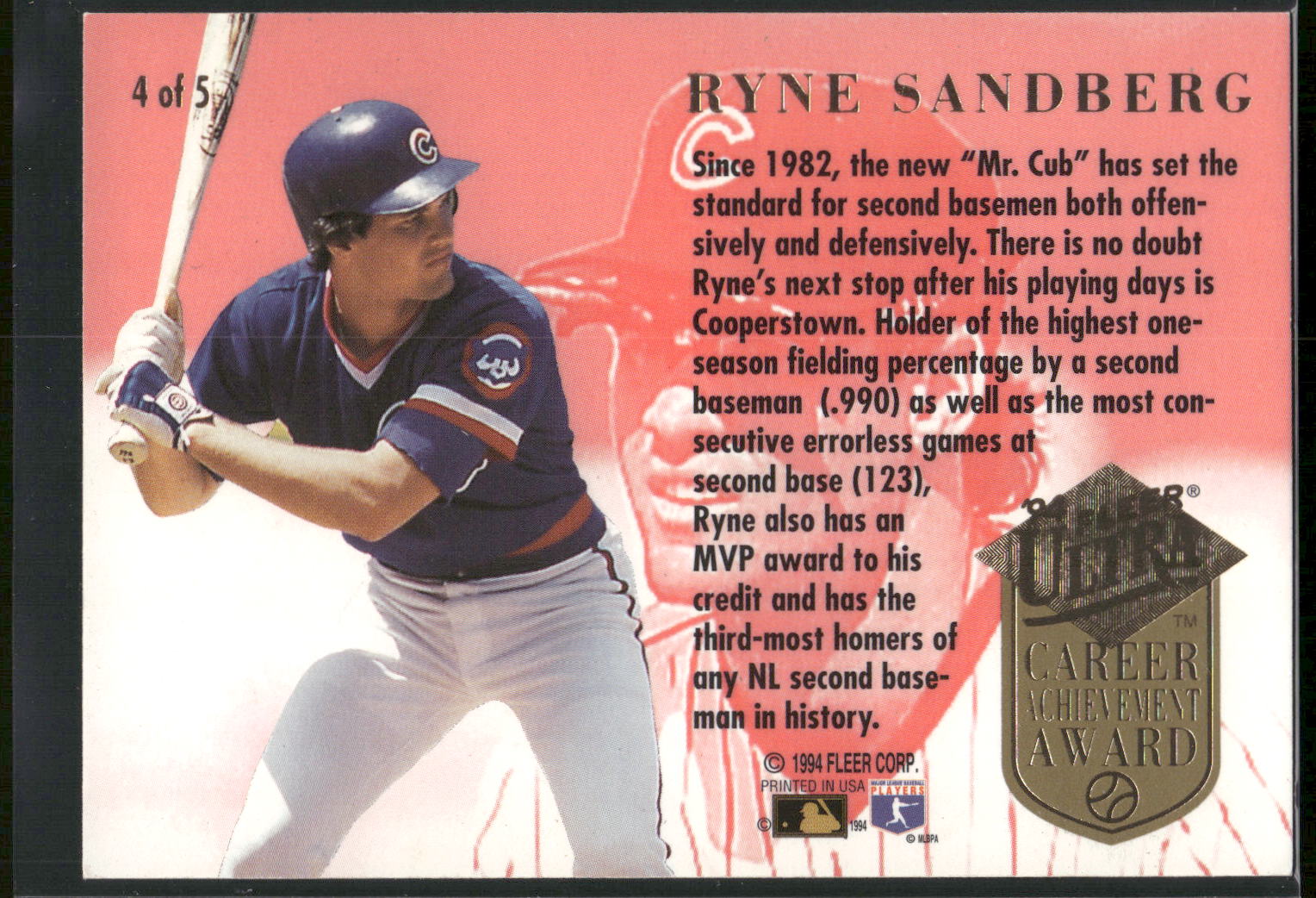 1994 Ultra #4 Ryne Sandberg Career Achievement Awards