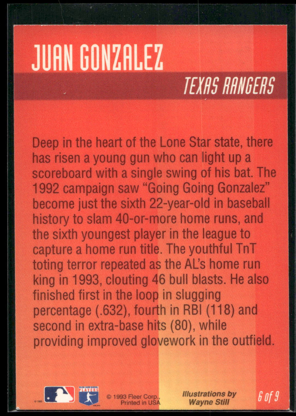 1994 Fleer #6 Juan Gonzalez Pro-Visions