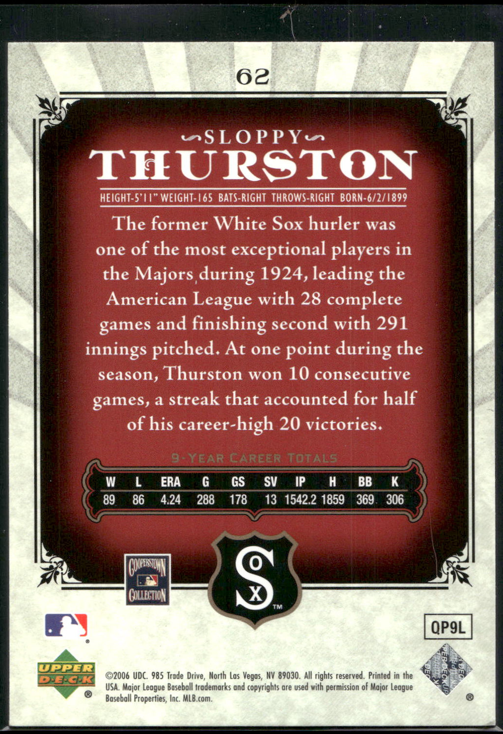 2006 SP Legendary Cuts #62 Sloppy Thurston