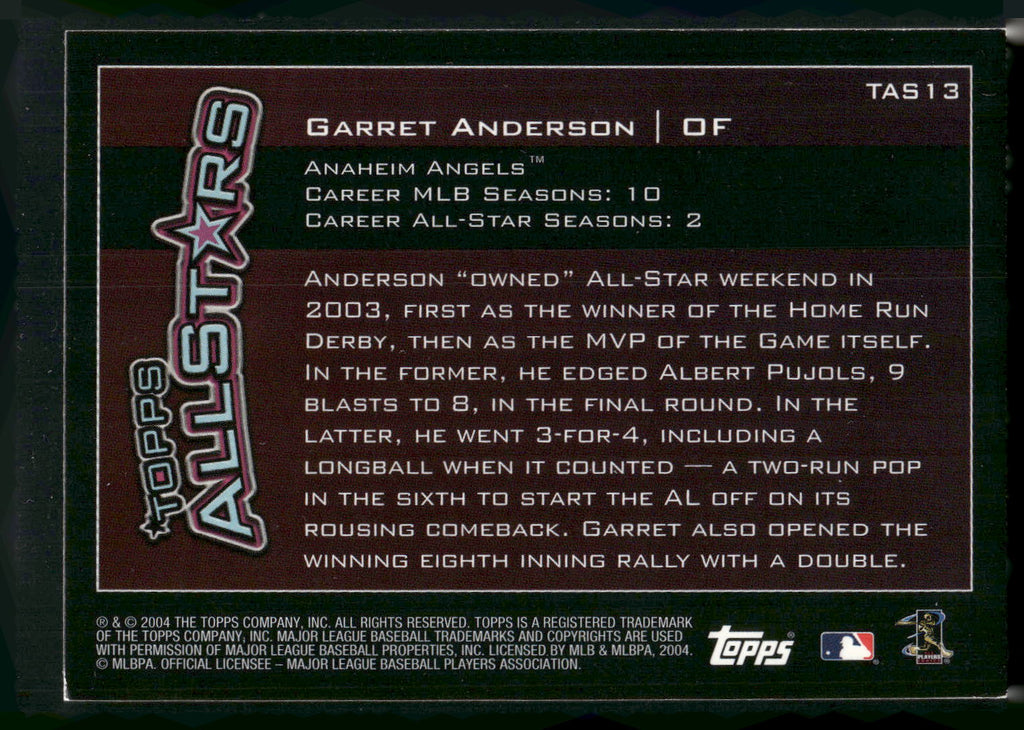 2004 Topps #TAS13 Garret Anderson Topps All-Stars