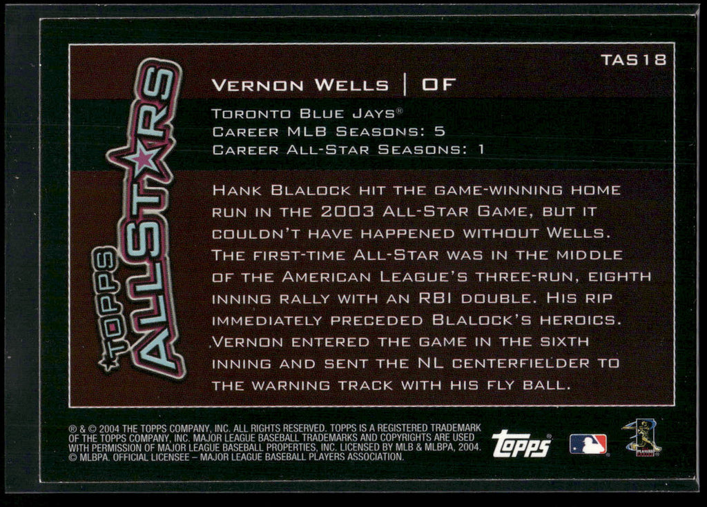 2004 Topps #TAS18 Vernon Wells Topps All-Stars