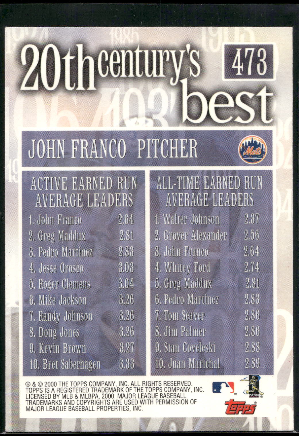 2000 Topps #473 John Franco