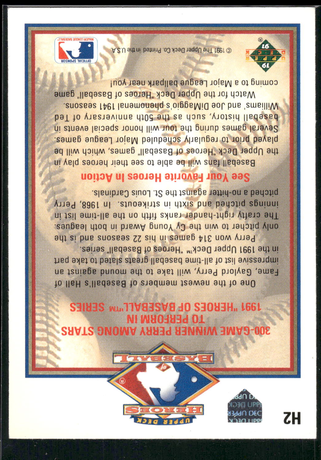 1991 Upper Deck #H2 Gaylord Perry Heroes of Baseball