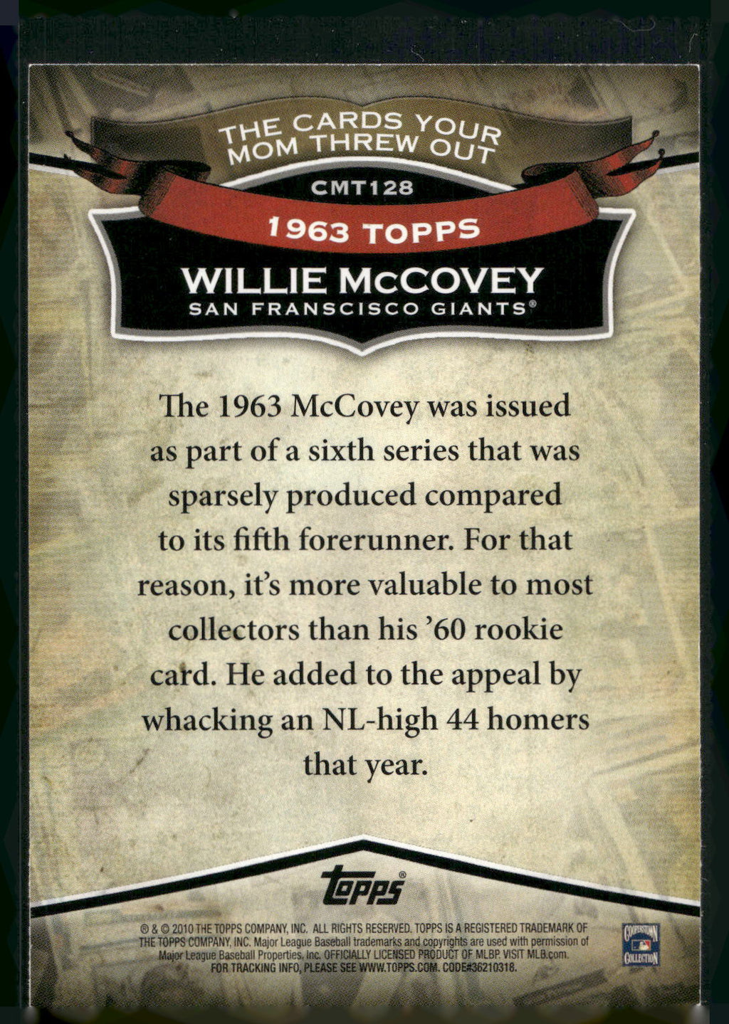 2010 Topps Update #CMT128 Willie McCovey The Cards Your Mom Threw Out