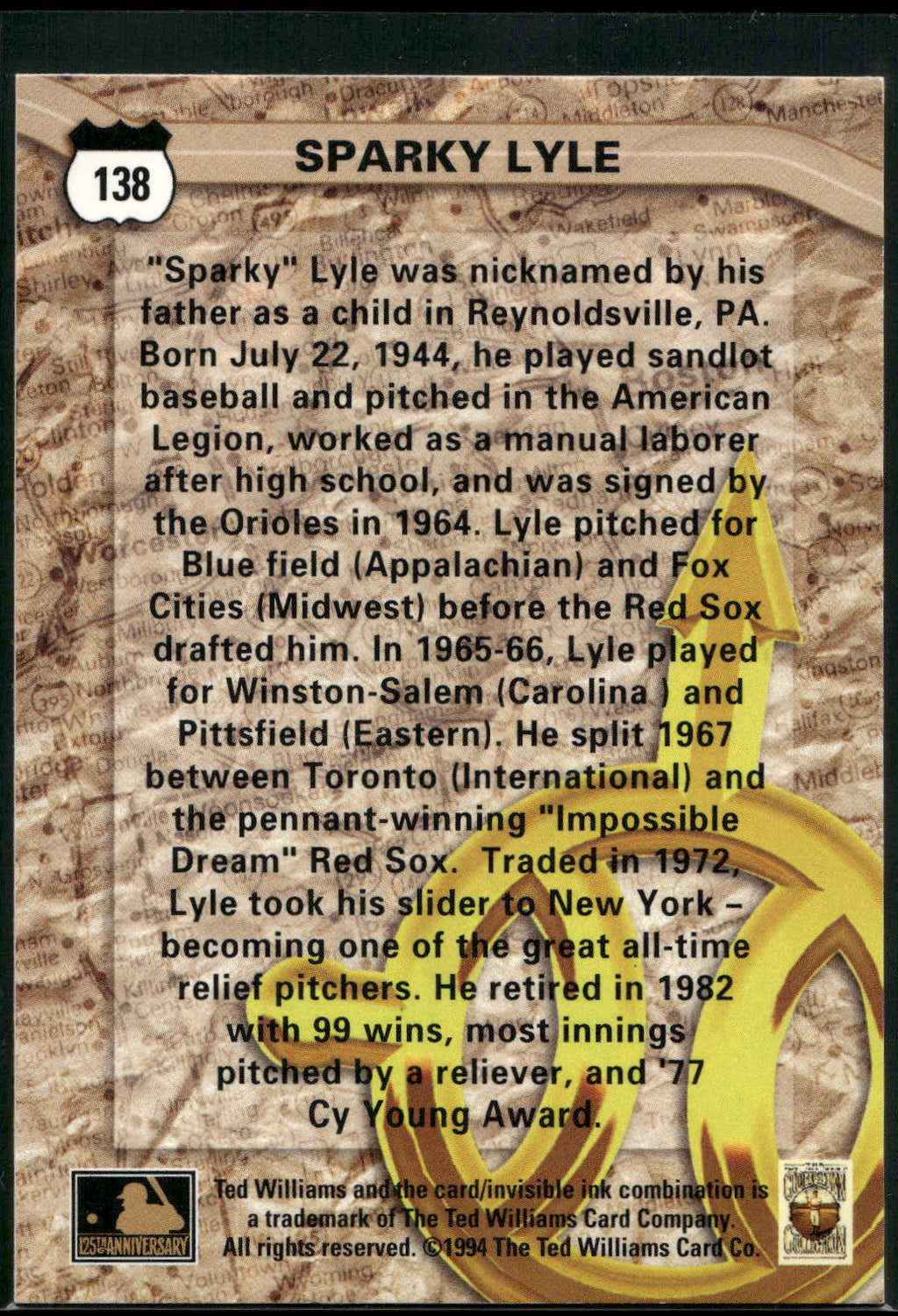 1994 Ted Williams #138 Sparky Lyle