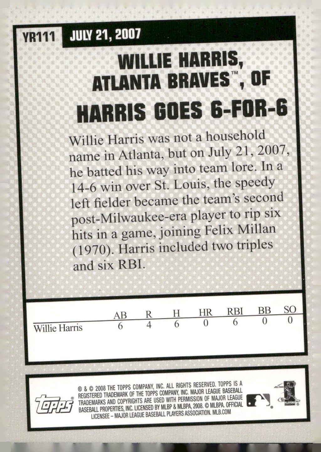 2008 Topps #YR111 Willie Harris Year in Review
