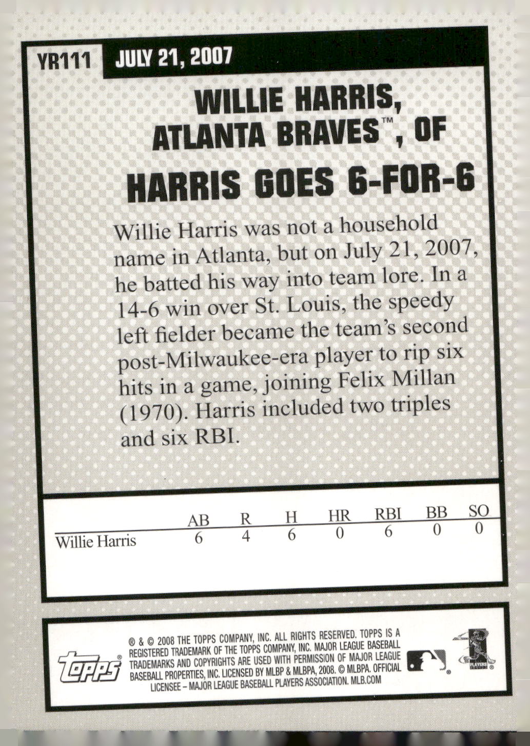 2008 Topps #YR111 Willie Harris Year in Review