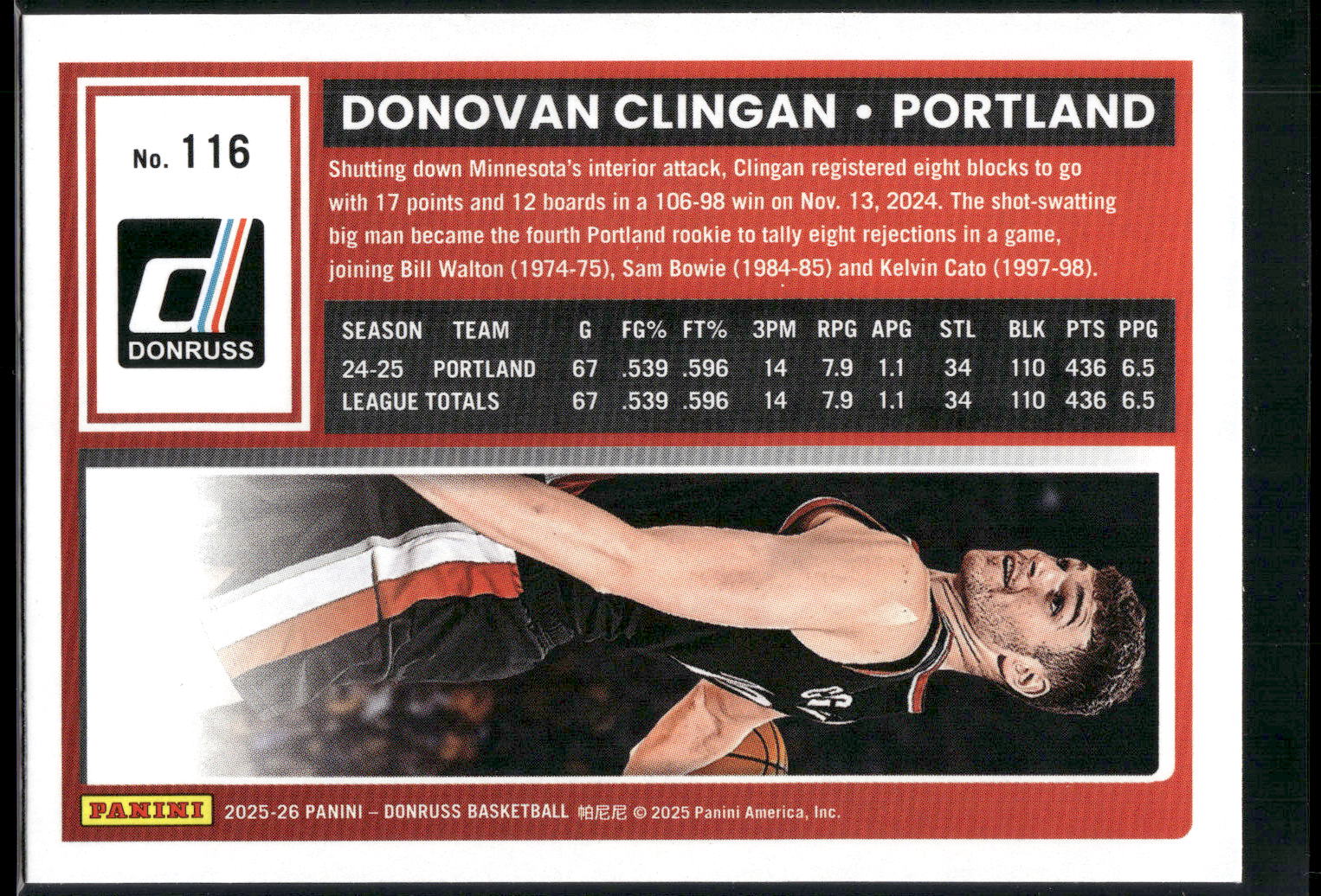 2025-26 Donruss #116 Donovan Clingan