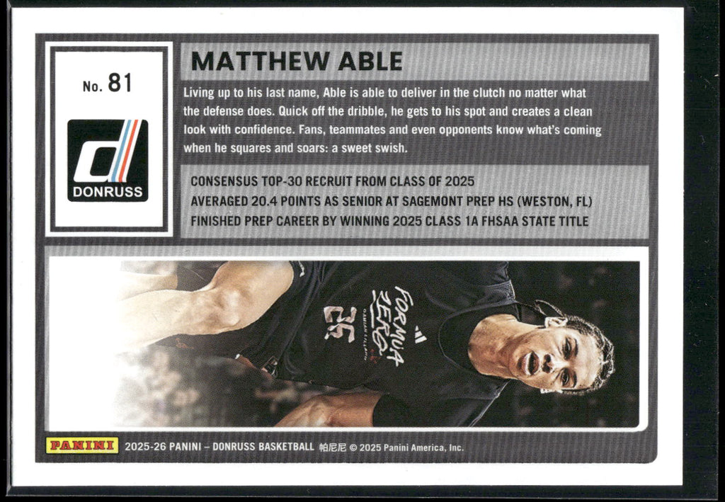 2025-26 Donruss #81 Matthew Able