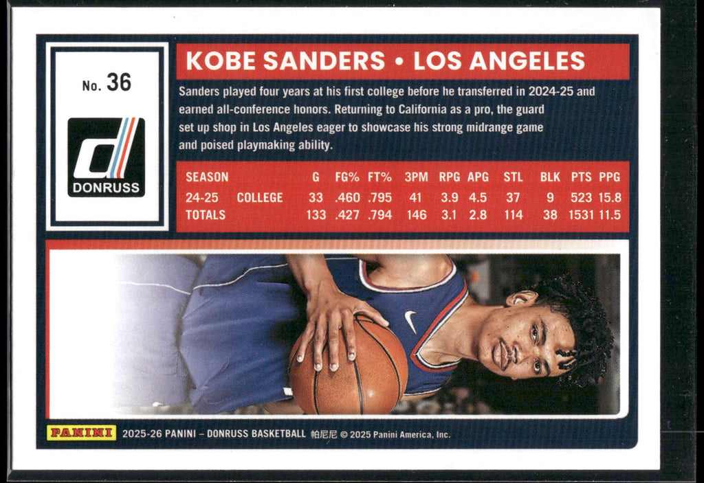 2025-26 Donruss #36 Kobe Sanders