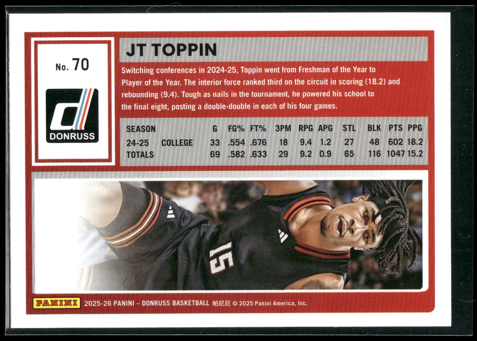2025-26 Donruss #70 JT Toppin