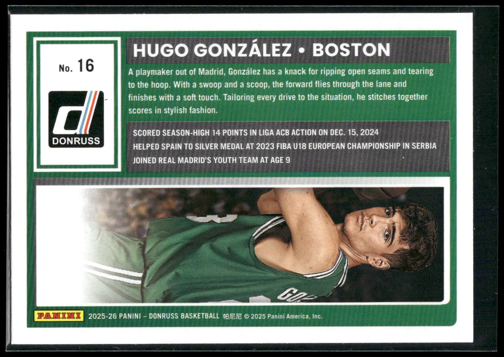 2025-26 Donruss #16 Hugo Gonzalez