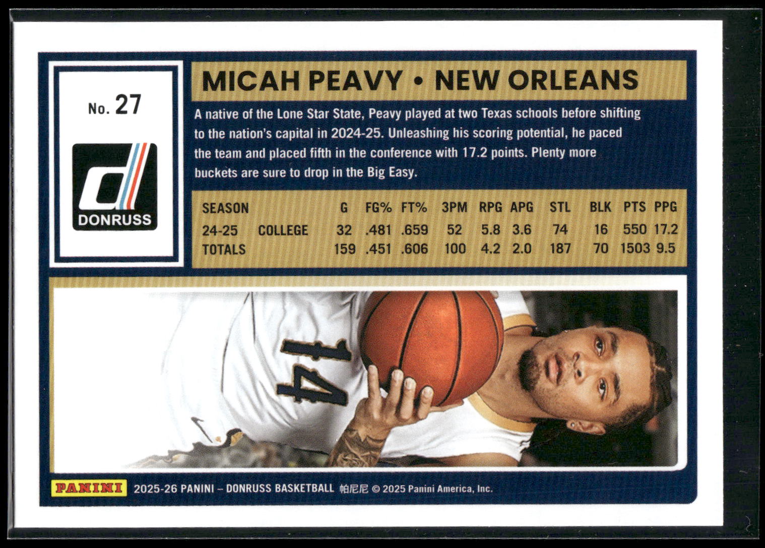2025-26 Donruss #27 Micah Peavy