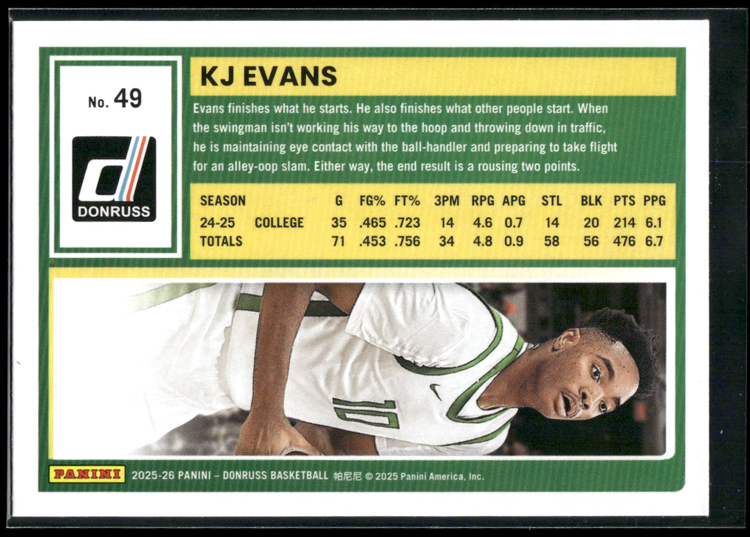 2025-26 Donruss #49 KJ Evans