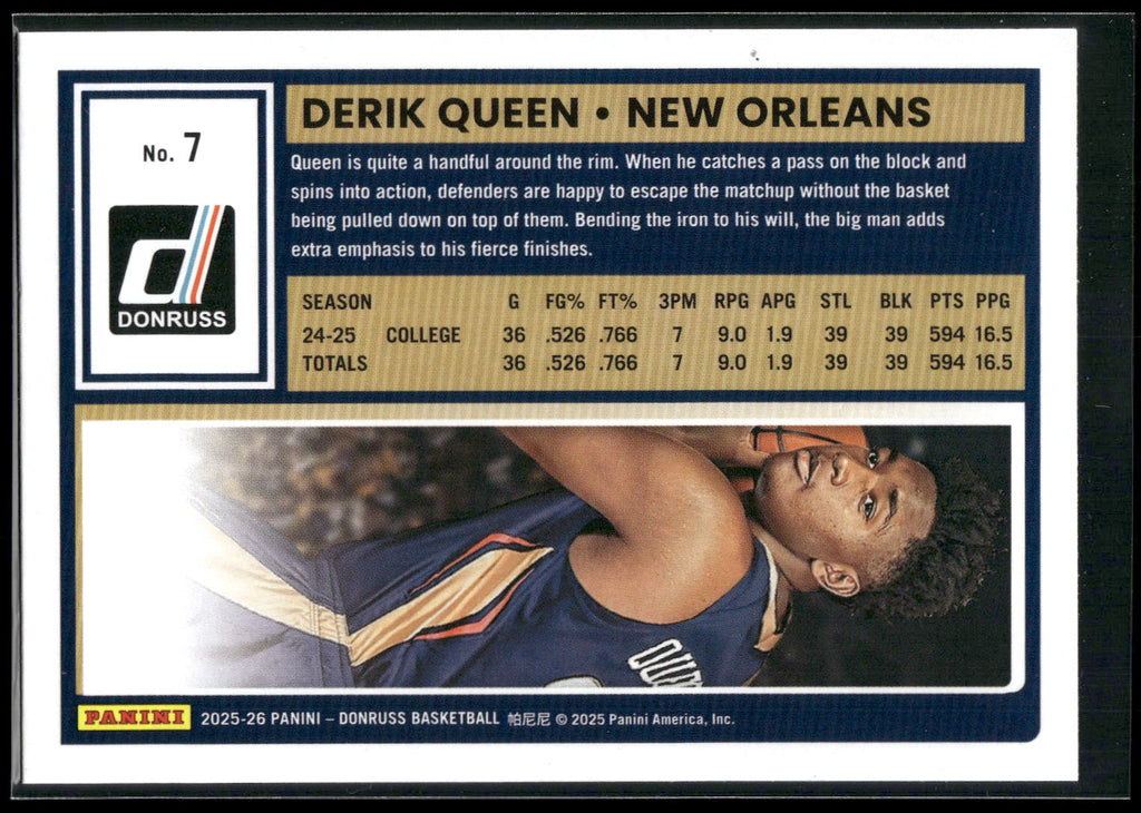 2025-26 Donruss #7 Derik Queen