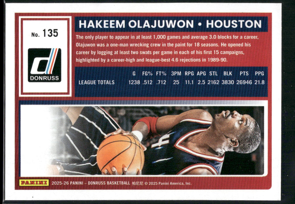 2025-26 Donruss #135 Hakeem Olajuwon