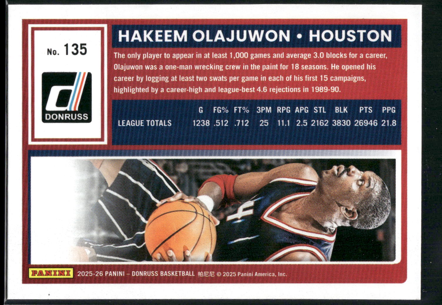 2025-26 Donruss #135 Hakeem Olajuwon