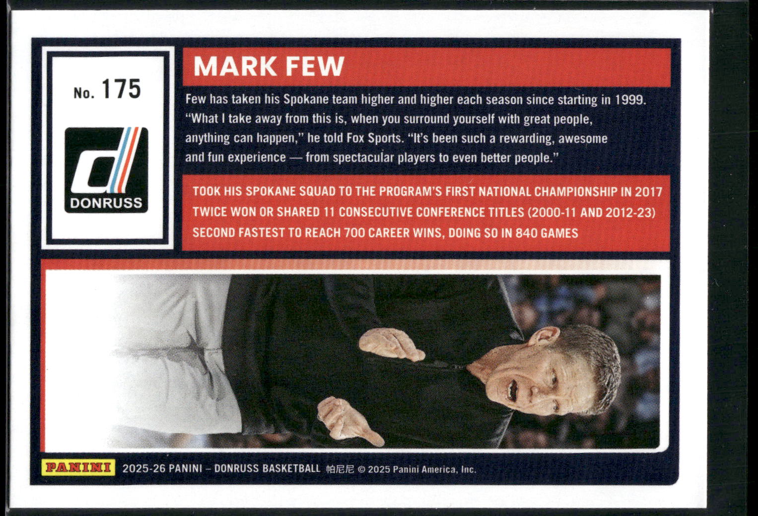 2025-26 Donruss #175 Mark Few