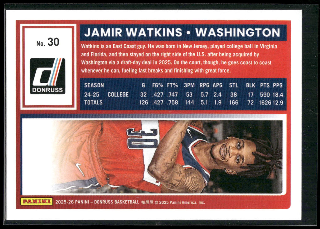2025-26 Donruss #30 Jamir Watkins