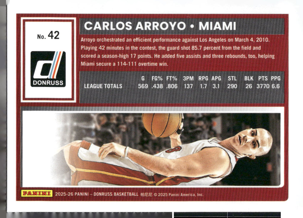 2025-26 Donruss #42 Carlos Arroyo