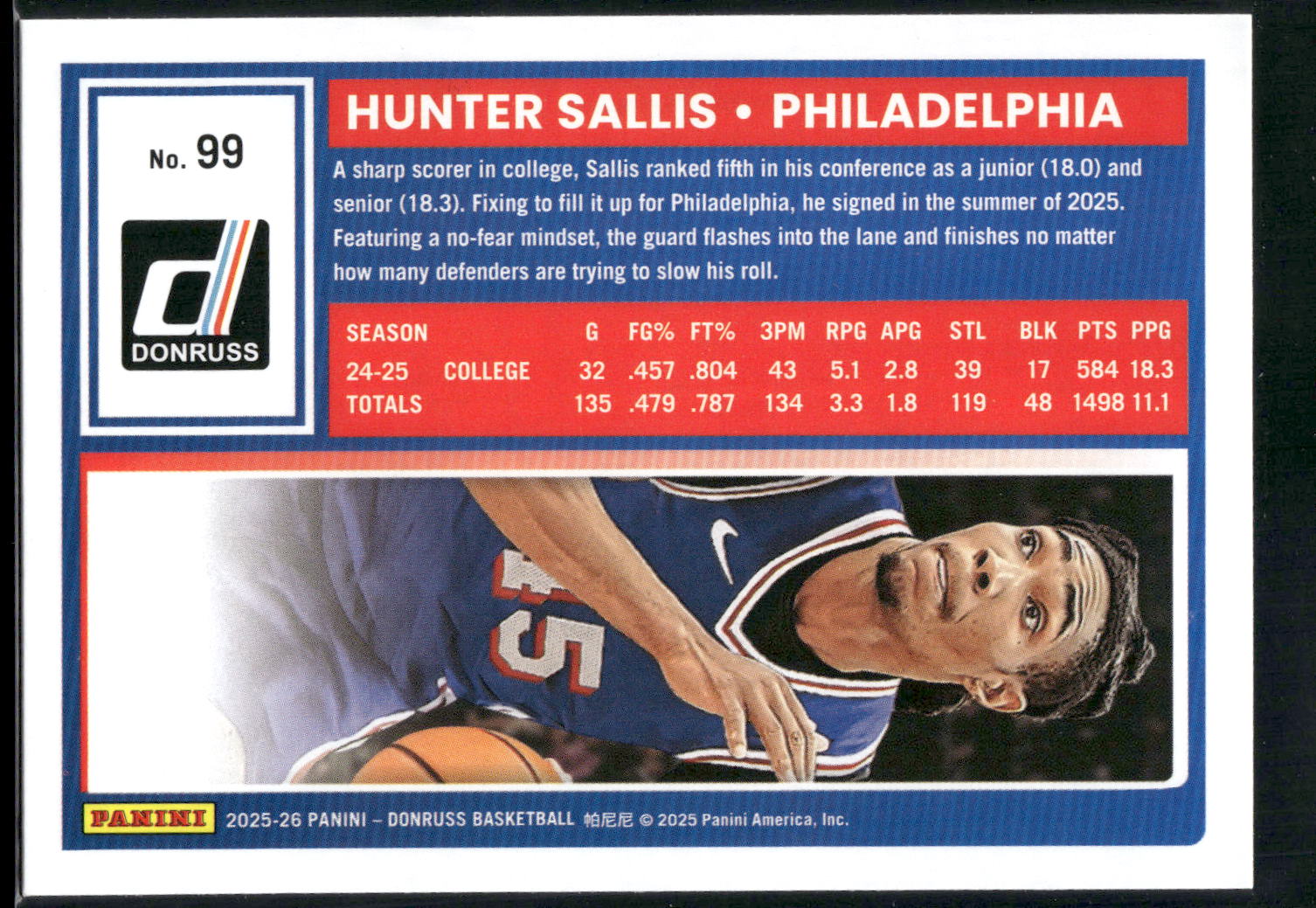 2025-26 Donruss #99 Hunter Sallis