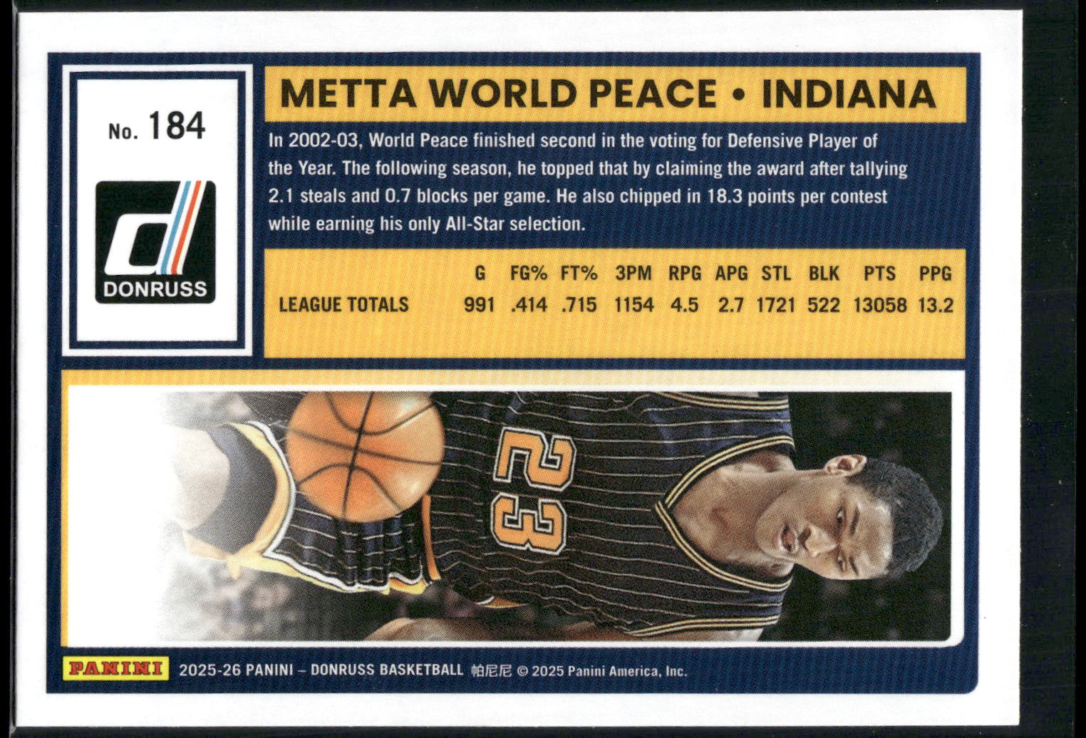 2025-26 Donruss #184 Metta World Peace