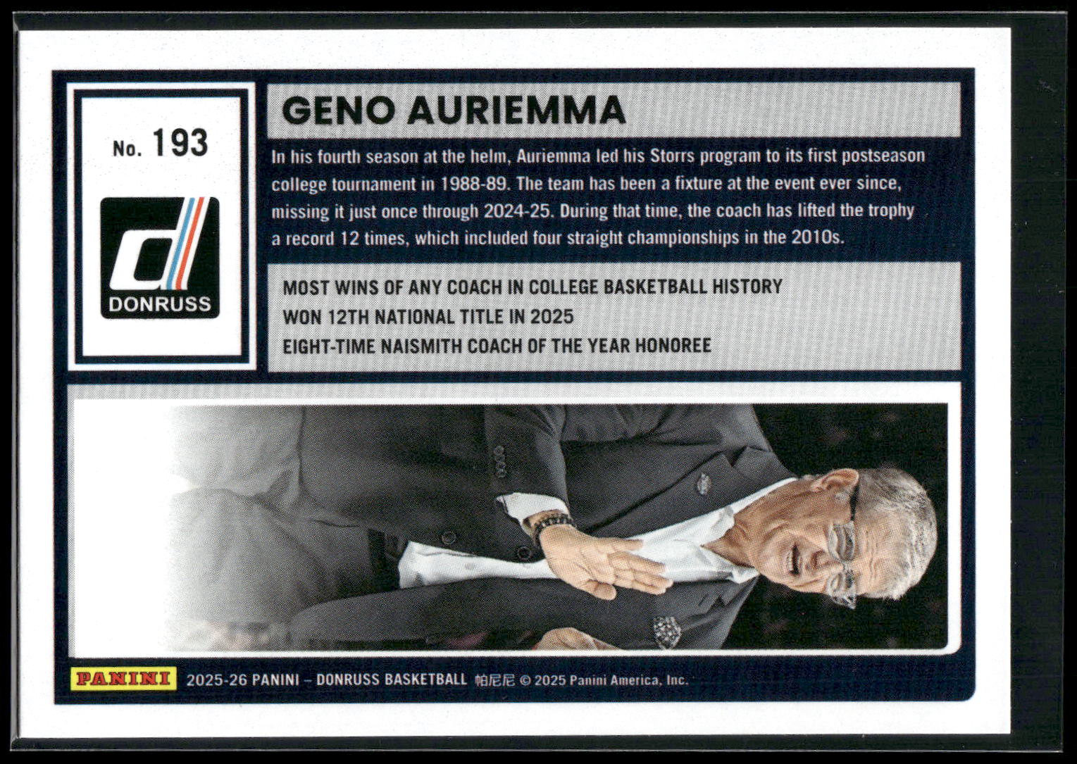 2025-26 Donruss #193 Geno Auriemma
