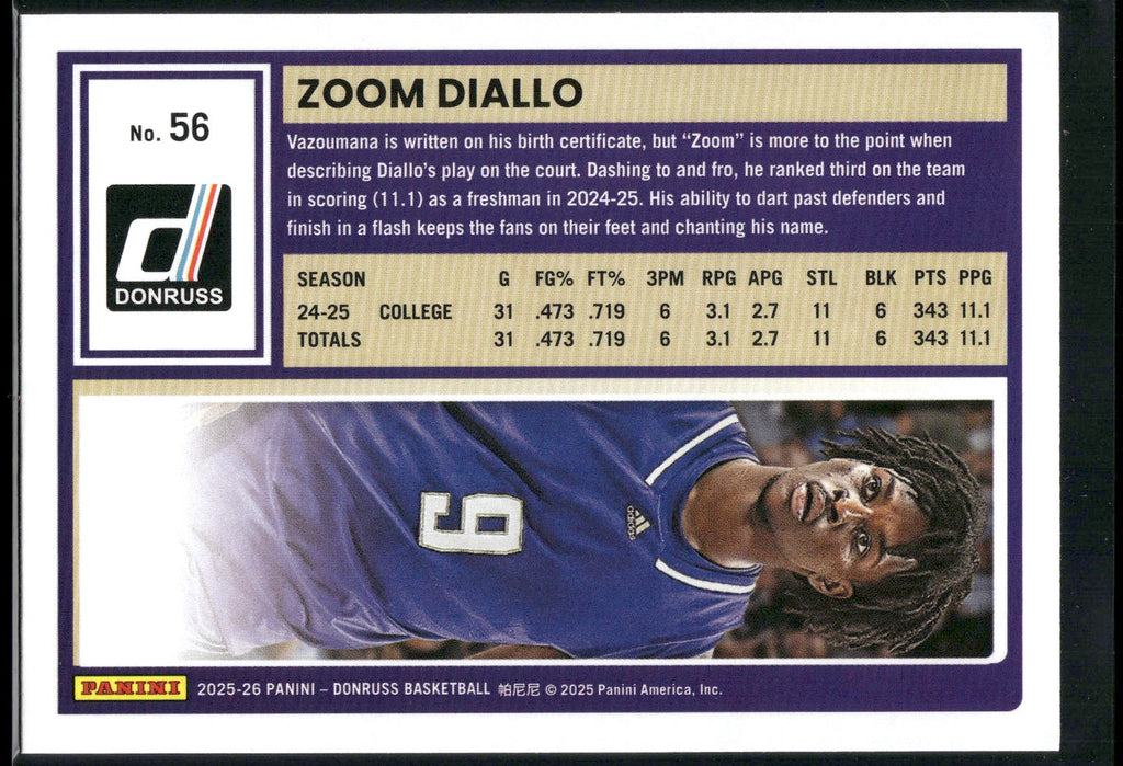2025-26 Donruss #56 Zoom Diallo