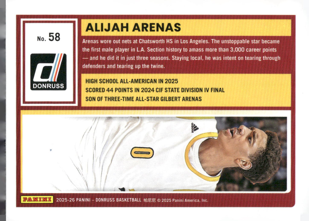 2025-26 Donruss #58 Alijah Arenas