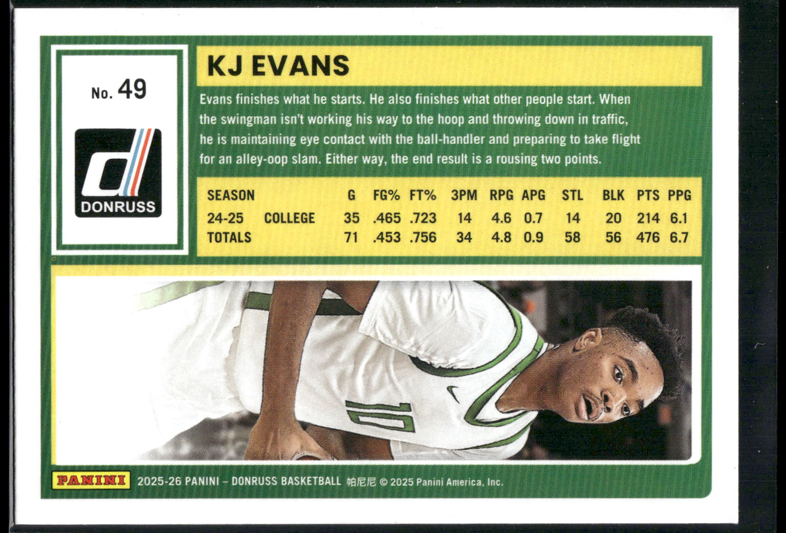 2025-26 Donruss #49 KJ Evans