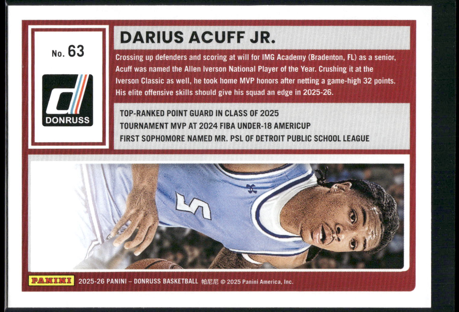 2025-26 Donruss #63 Darius Acuff Jr.