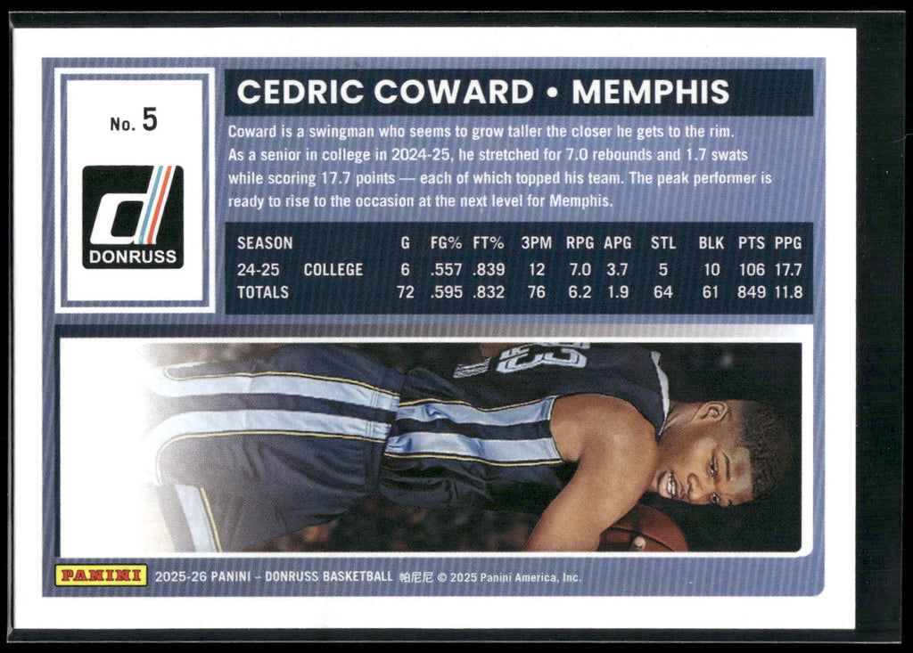 2025-26 Donruss #5 Cedric Coward