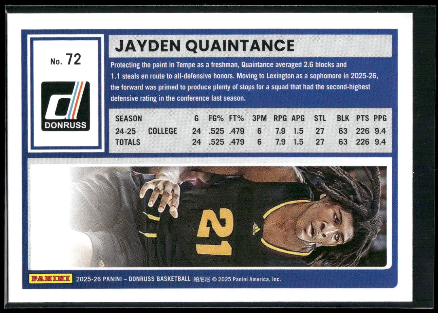 2025-26 Donruss #72 Jayden Quaintance