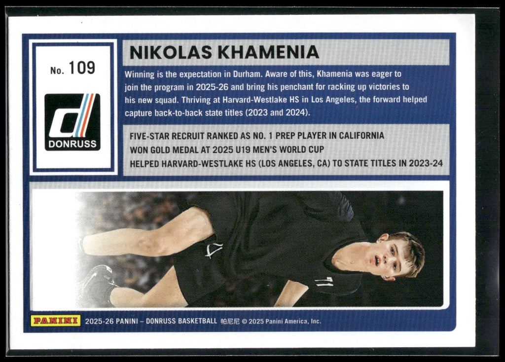 2025-26 Donruss #109 Nikolas Khamenia