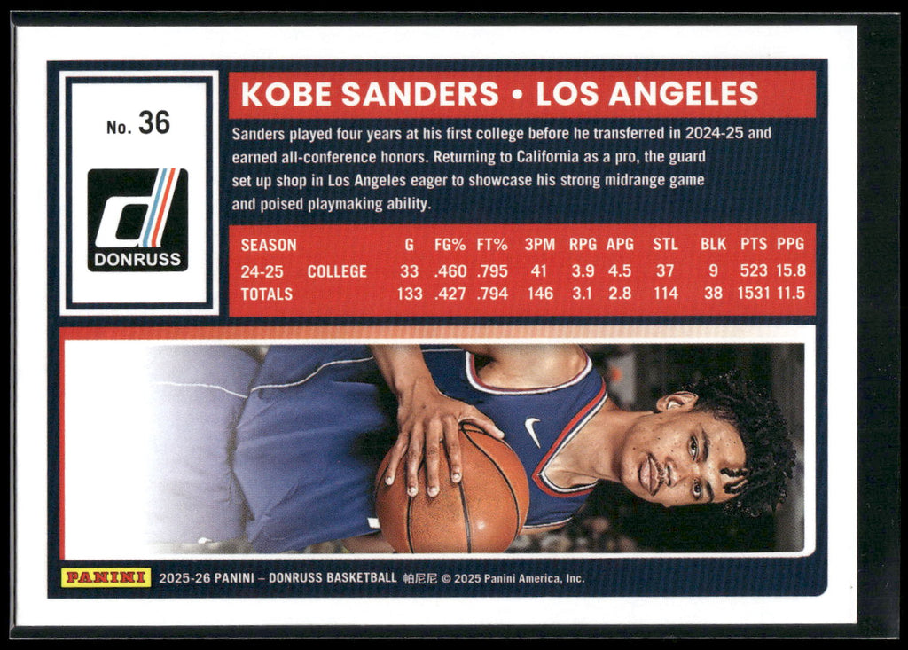2025-26 Donruss #36 Kobe Sanders